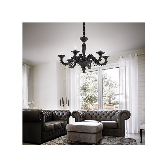 Ideal Lux Hängeleuchte Rezzonico Nero 6x40W E14 - Glas, luxuriös, schwarz