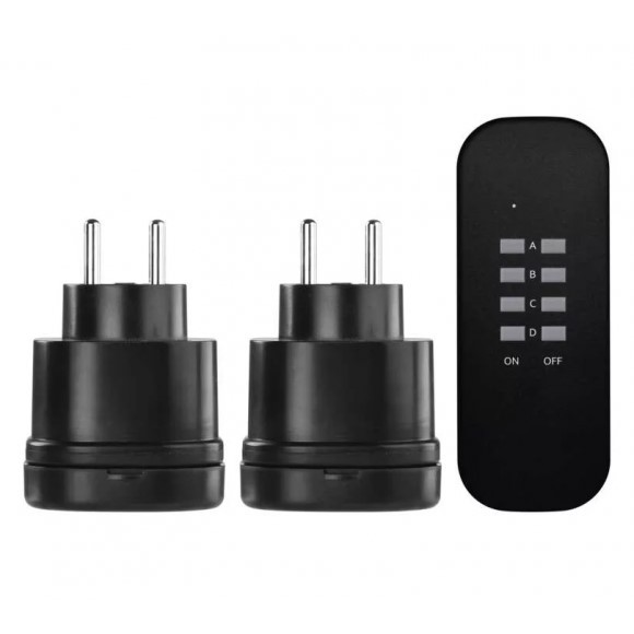 Emos P0067 Steckdosen + Fernbedienung - Set mit 2 Steckdosen, schwarz