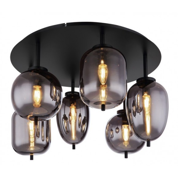 Globo 15345-6D Deckeneinbauleuchte Blacky I 6x40W | E14 - schwarz, rauchig