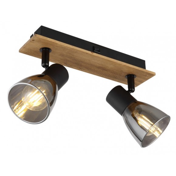 Globo 54307-2W Deckenleuchte Claude 2x40W | E14 - Schwarz, Holz, Rauch