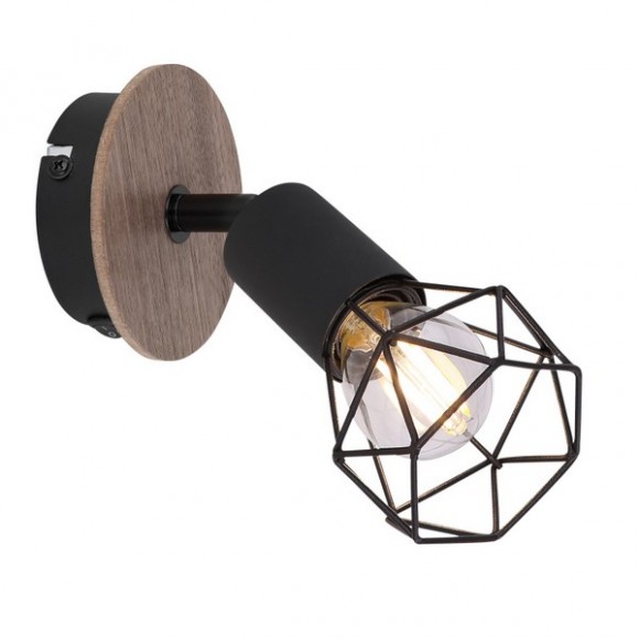 Globo 54802S-1H Wandleuchte Xara I 1x40W | E14 - schwarz, Holz