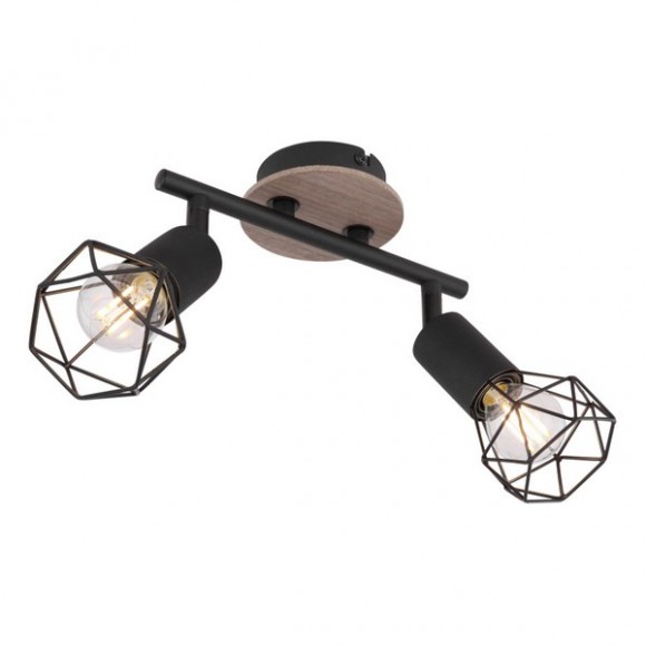 Globo 54802S-2H Deckenleuchte Xara I 2x40W | E14 - schwarz, Holz