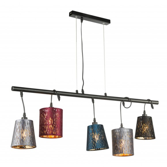 Globo 15266-5H2 Pendelleuchte Ticon 5x25W | E14 - schwarz, mehrfarbig