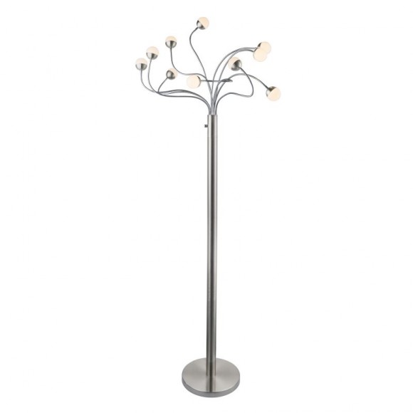 Globo 24134-10S LED Stehleuchte Roslin 10x5W | 4700lm | 3000K - dimmbar, flexibler Arm, Nickel, matt
