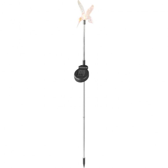 Globo 33941 LED Solar-Gartensäule Solar 1x0,05W | IP44 | RGB - Hummingbird, Erdspieß, Farbwechsler, Edelstahl, schwarz, transparent