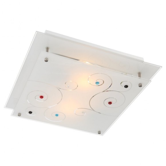 Globo 48140-2 Deckenleuchte Regius 2x40W | E27 - satiniertes Glas, chrom