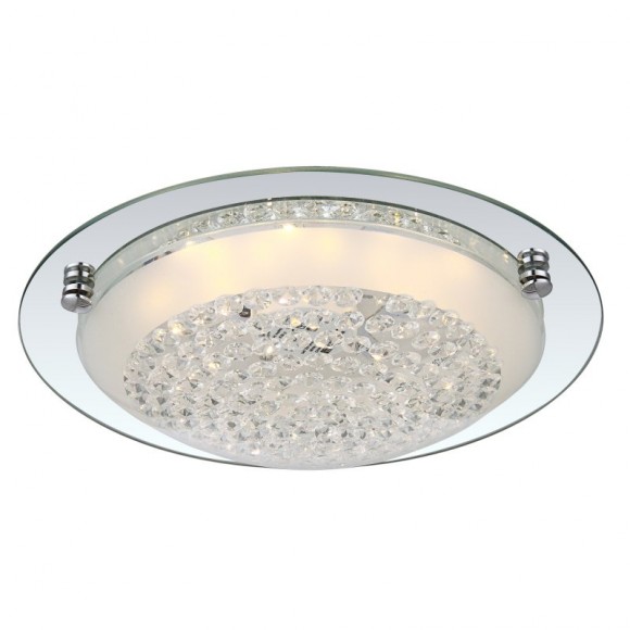 Globo 48249 LED Deckenleuchte Froo 1x12W | 1040lm | 3100K - chrom, Kristall, transparent, satiniertes Glas