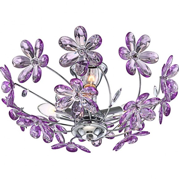 Globo 5142 Deckenleuchte Purple 3x40W | E14 - chrom, Acryl-Kristalle, violett