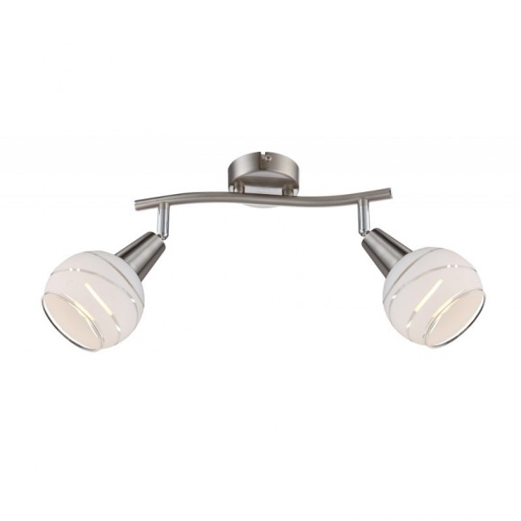 Globo 54341-2 Wand- und Spotleuchte Elliott 2x5W | E14 LED | 640lm | 3000K - inklusive Leuchtmitteln, matt Nickel, satiniertes Glas