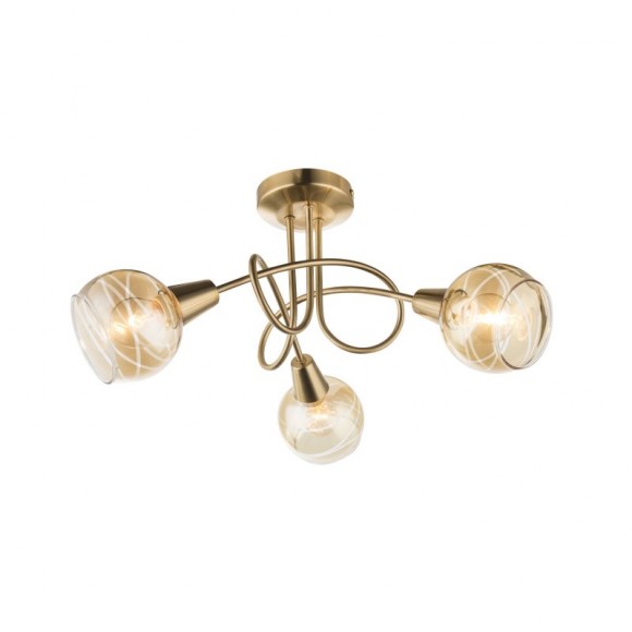Globo 54346-3 Deckenleuchte Lara 3x4W | E14 LED | 320L | 3000K - inklusive Leuchtmitteln, golden, amber