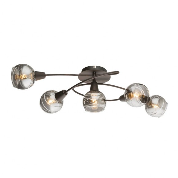 Globo 54347-5 Deckenleuchte 5x4W | E14 LED | 196L | 3000K - inklusive Leuchtmittel, Schwanenhals, bronze