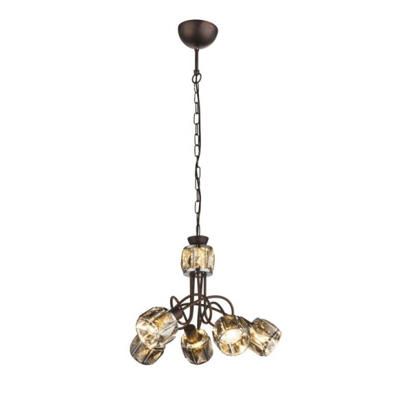 Globo 54357-5H Pendelleuchte Indiana 5x40W | E14 | | 1x 5W LED | 305lm | 3000K - bronze, rauchglas