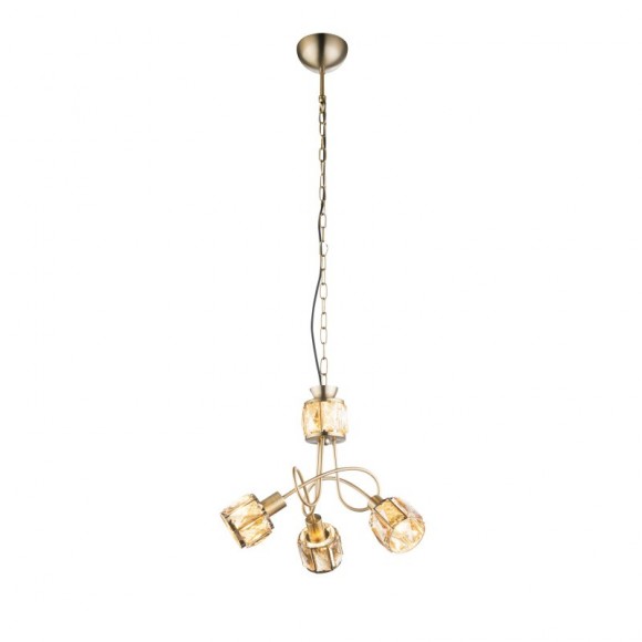 Globo 54358-3H Pendelleuchte Mero 3x40W | E14 | 1x 5W LED | 305lm | 3000K - gold, Bernstein