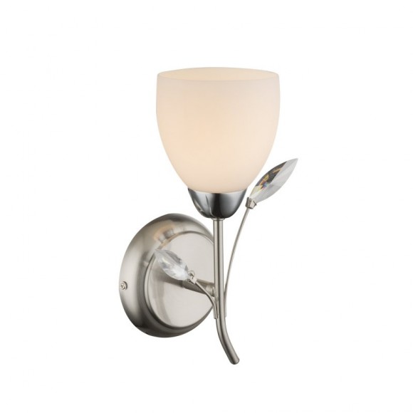 Globo 60215W Wandleuchte Singu 1x40W | E14 - Nickel, matt, opal, weiß