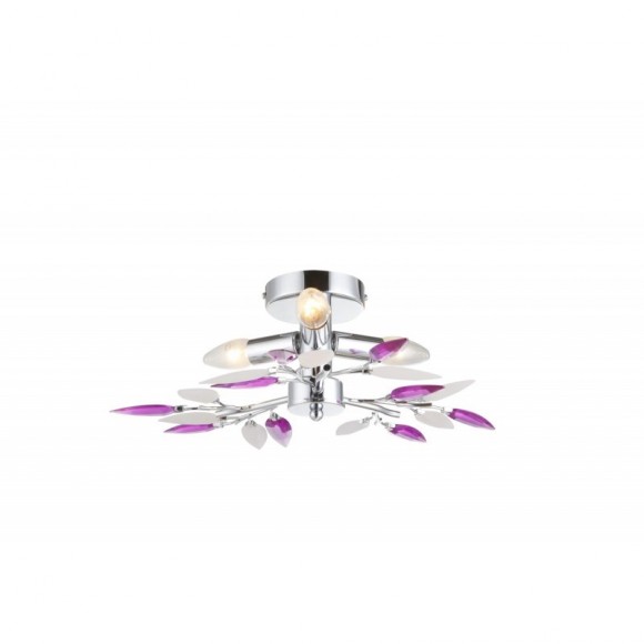 Globo 63167-3 Deckenleuchte Giulietta 3x40W | E14 - chrom, satiniertes Glas, lila