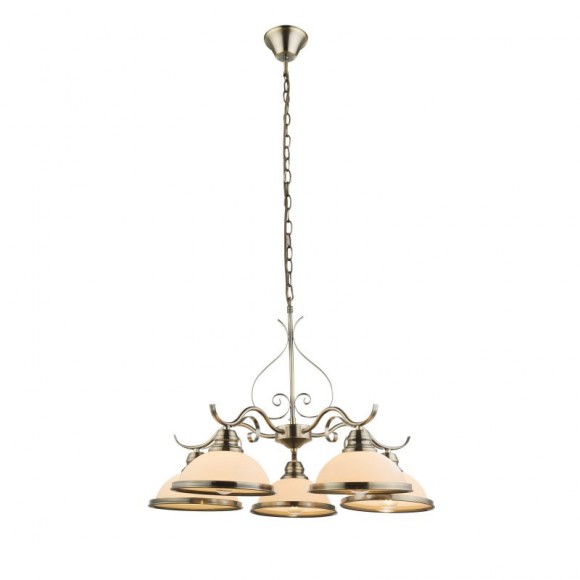 Globo 6906-5 Pendelleuchte Sassari 5x60W | E27 - Messing, weiß