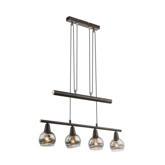 Globo 54347-4Z Decken- und Spotleuchte Isla 4x4W | E14 LED | 196L | 3000K - inklusive Leuchtmitteln, höhenverstellbar, bronze, rauchglas