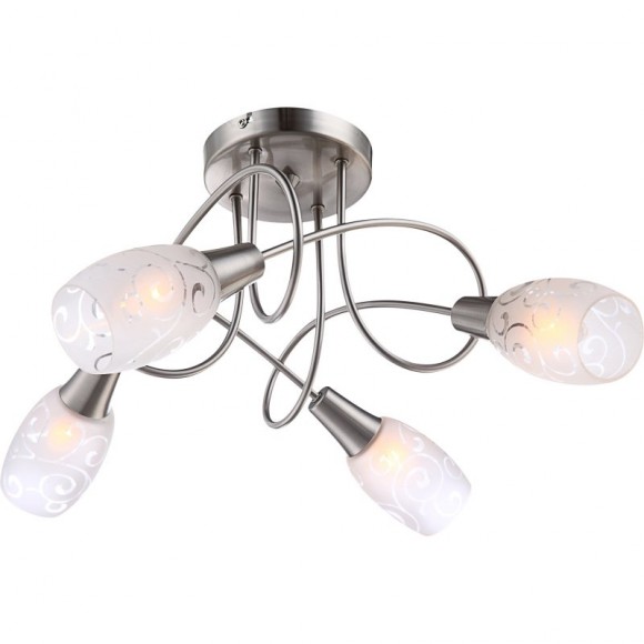 Globo 54984-4D Spotleuchte Deckenleuchte Florita 4x40W | E14 - satiniertes Glas, chrom
