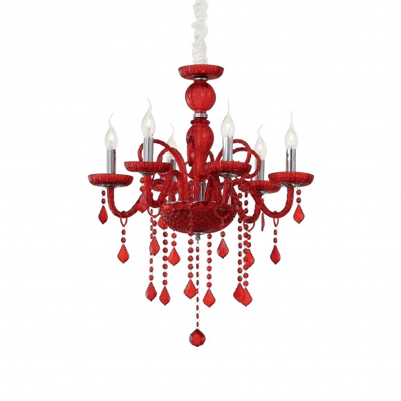 Ideal Lux 027418 Pendelleuchte 6x40W Giudecca Rosso | E14 - rot