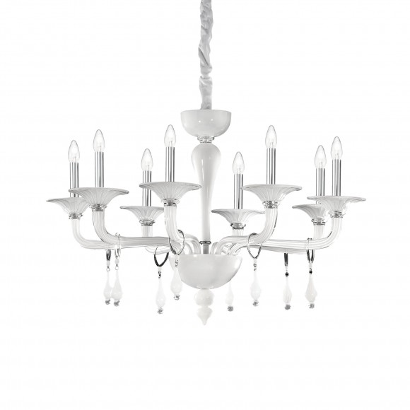 Ideal Lux 068190 Pendelleuchte 8x40W Miramare | E14 - weiß