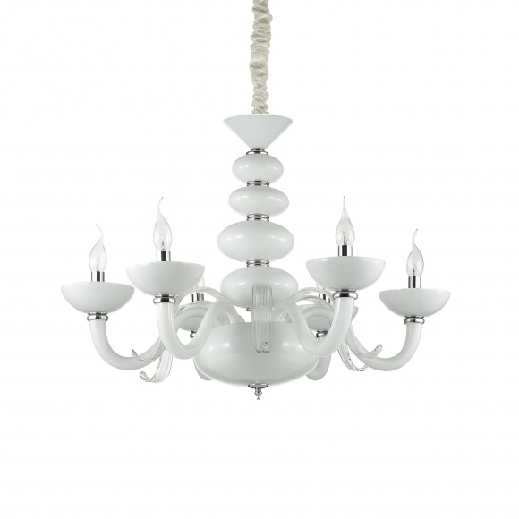 Ideal Lux 132112 Pendelleuchte Praga 6x40W| E14 - weiß