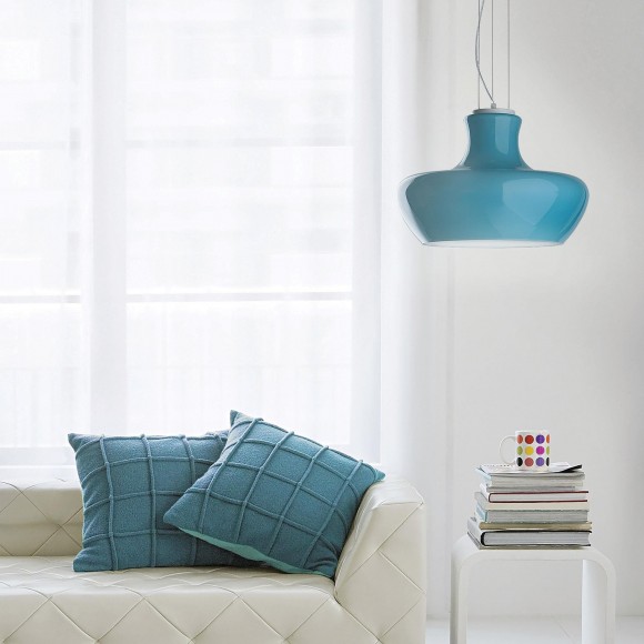 Ideal Lux 137292 Pendelleuchte Aladino 1x60W| E27 - azurblau