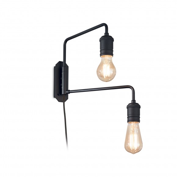 Ideal Lux 242385 Wandleuchte Triumph 2x60W | E27 - schwarz, mit verstellbaren Armen