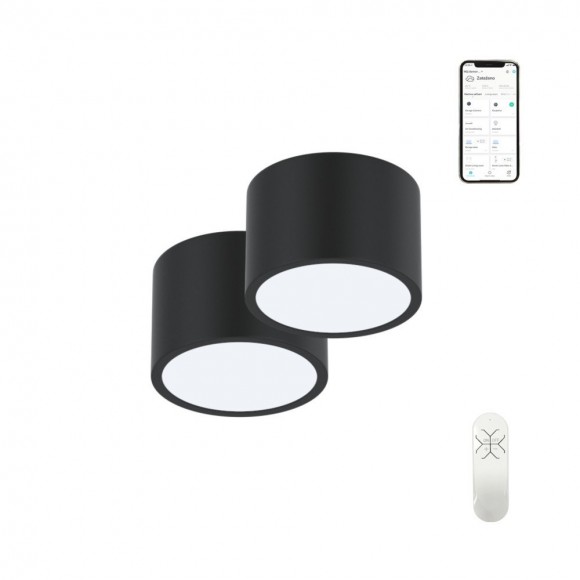 Immax NEO 07023L-15BD LED-Deckenleuchte 2x12w | 840lm | 2700-6500K - 2 Stück Set, Fernbedienung, Temperaturbeleuchtung einstellen, dimmbar, schwarz