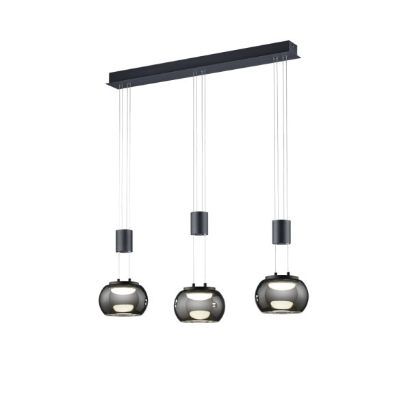 Trio 342010332 LED-Hänge-Deckenleuchte Madison 3x8W | 2700lm | 3000K - 3-Phasen-Dimmung, höhenverstellbar, schwarz
