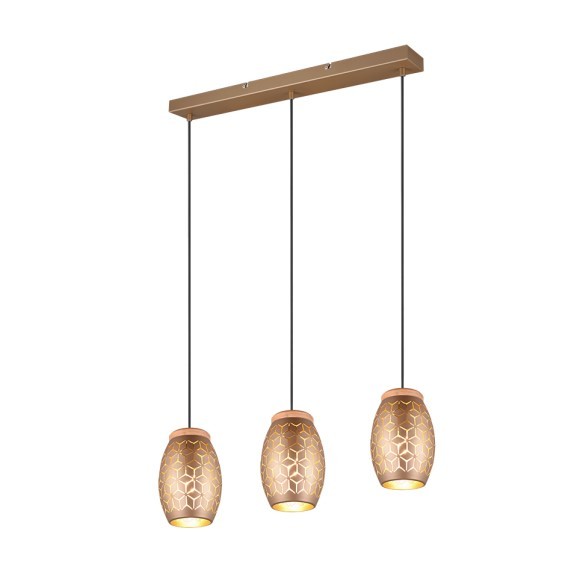 Trio R31573065 Pendelleuchte Bidar 3x28W | E27 | IP20 - höhenverstellbar, Kaffee