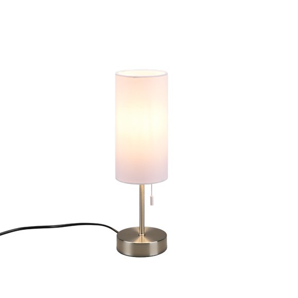 Trio R51051007 Tischleuchte Jaro 1x25W | E27 - USB, Zugschalter, Nickel, Weiß