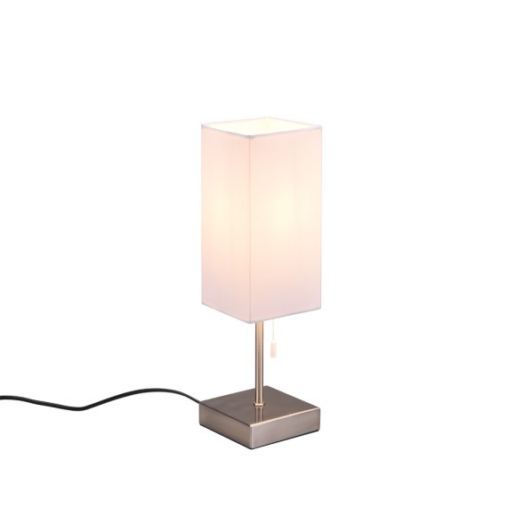 Trio R51061007 Tischleuchte Ole 1x25W | E27 - Zugschalter, USB, Nickel, Weiß