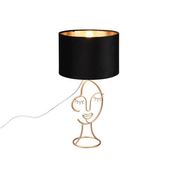 Trio R51221002 Tischleuchte Mary 1x60W | E27 - Kabelschalter, Gold, Schwarz