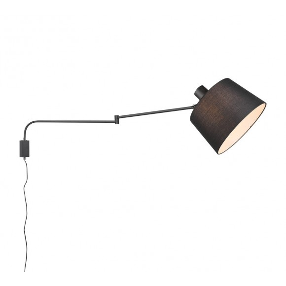 TRIO 200600132 Wandleuchte Baldo 1x40W | E27 | IP20 - Schwenkarm, Kabelschalter, schwarz