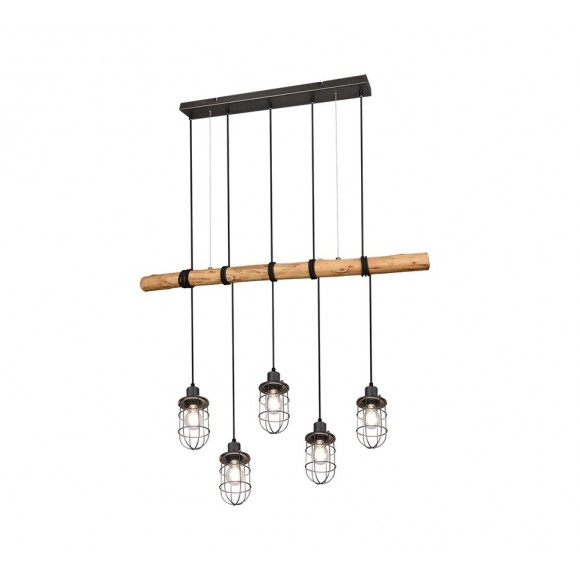 TRIO 308100567 Pendelleuchte Forester 5x42W | E27 | IP20 - Nickel mit schwarz