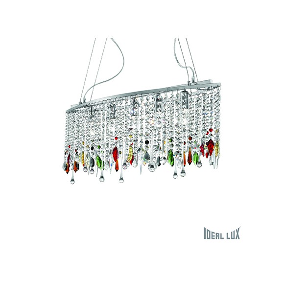 Ideal Lux Hängeleuchte - Pendelleuchte LoveR 5x40W E14 - chrom/rot/blau/grün/gelb