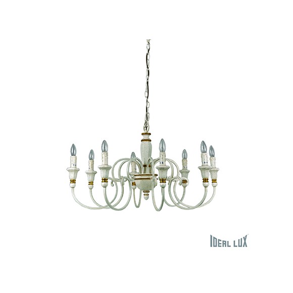 Ideal Lux Hängeleuchte - Ideal Lux Kronleuchter PALIO 8x40W E14 - weiß/gold