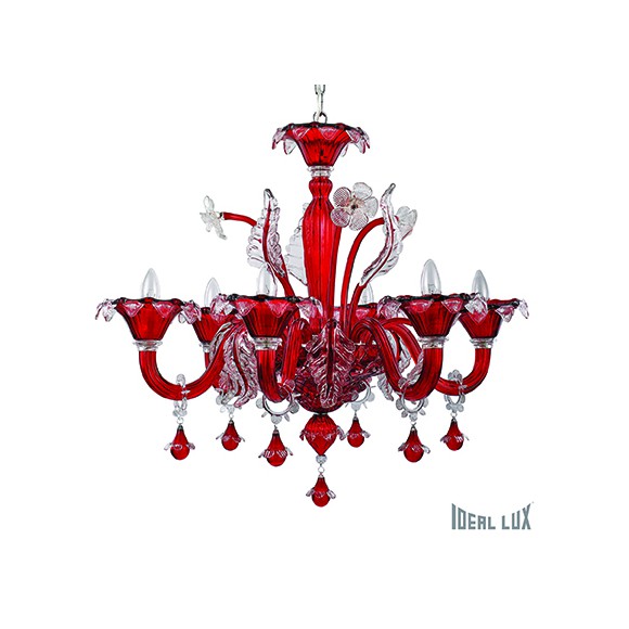 Ideal Lux Hängeleuchte - Kronleuchter CA 6x40W E14 - rot