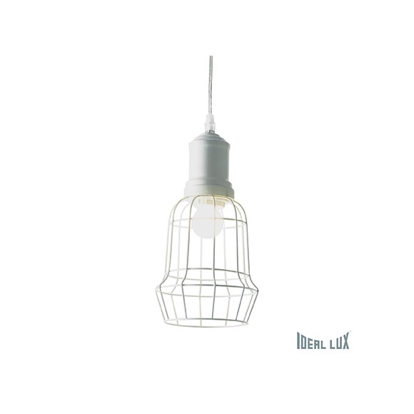 Ideal Lux 114910 Pendelleuchte 1x60W Cage Square | E27 - weiß