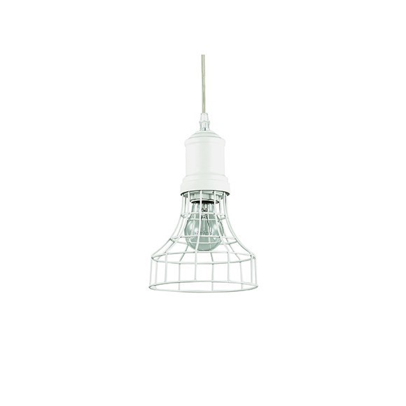 Ideal Lux 122632 Hängeleuchte 1x60W Cage Plate | E27 - weiß, Draht
