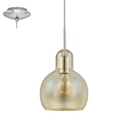Eglo VINTAGE 49267 Pendelleuchte Brixham Chrom Glas -bernsteinfarbend 1X60W