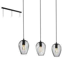 Eglo VINTAGE 49478 Pendelleuchte NEWTOWN schwarz E27 3x60W