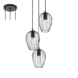 Eglo VINTAGE 49479 Pendelleuchte NEWTOWN schwarz E27 3x60W