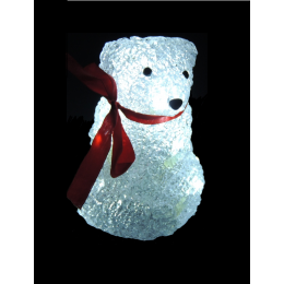 Bär mit Schleife, kaltweiß