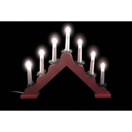 Holzleuchter braun-rot 7 LED
