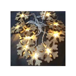 LED-Lichterkette mit Holz Sternen 33770